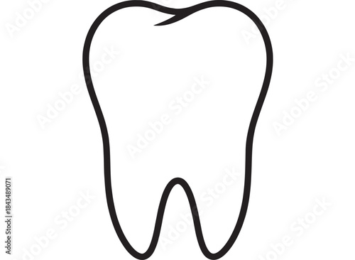 Simple black tooth outline illustration on transparent background silhouette