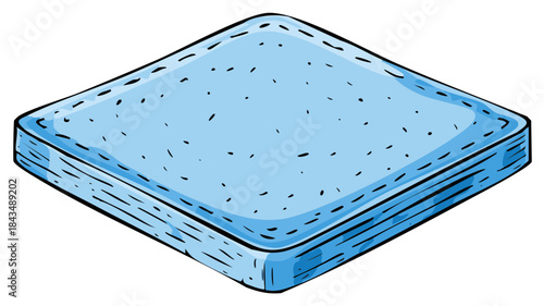 Comfortable Blue Mattress Cartoon Illustration for Restful Sleep and Bedroom Design