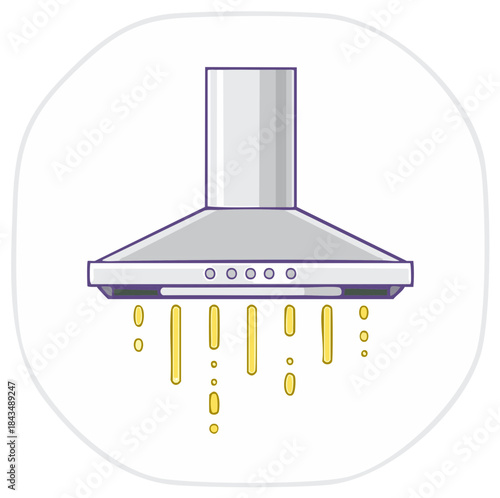 Modern kitchen range hood removing cooking fumes and odors for clean air illustration