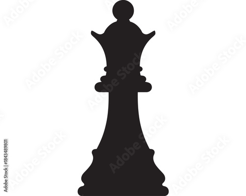 Black chess queen silhouette on transparent background