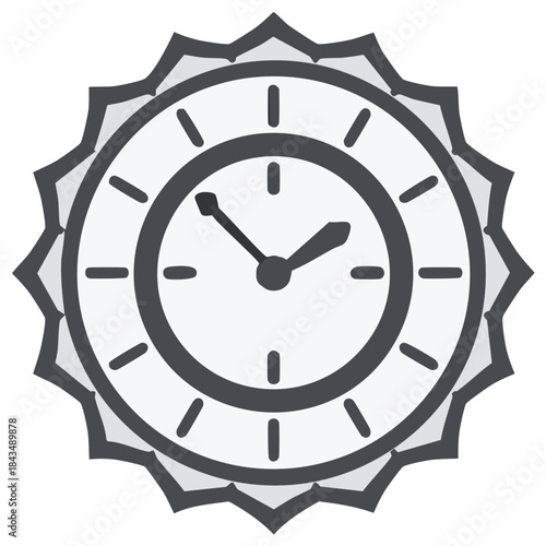 Stylized Clock Face with Jagged Edge and Indicating Time