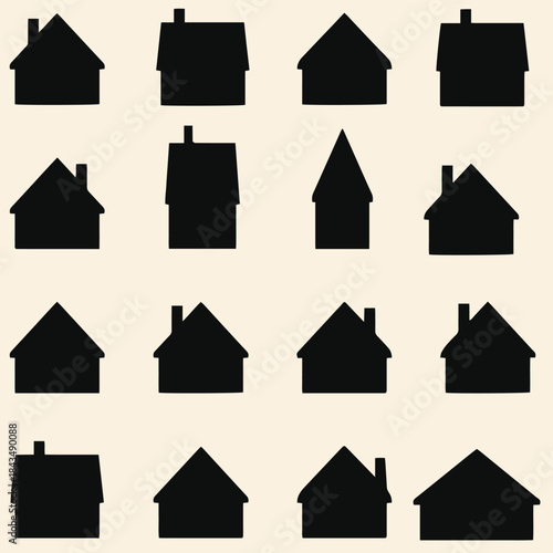 House Icons Collection Various Shapes Flat Style