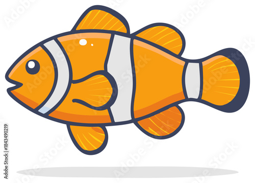 Clownfish swimming underwater cartoon bright illustration ocean reef fishes vector