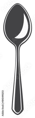 Elegant monochrome spoon kitchen utensil isolated graphic design element for food and dining