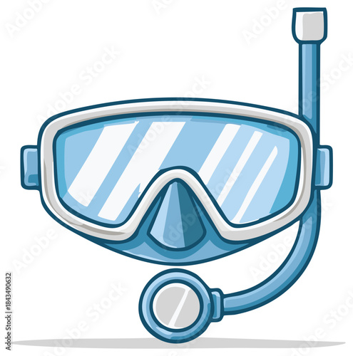 Cartoon Underwater Snorkel Gear Depicts Swimming Masks and Breathing Tube