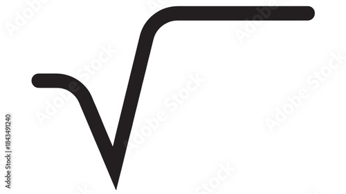 Black square root symbol graphic design element on transparent background silhouette