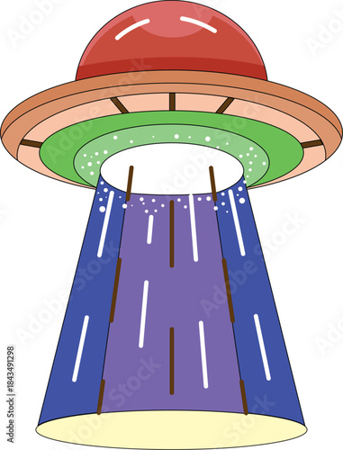 UFO Alien Spaceship Alien Abduction Cartoon Vector