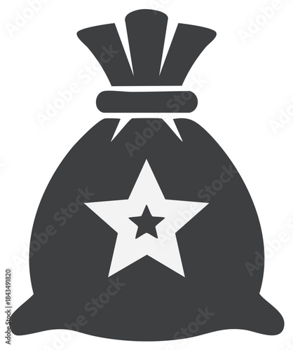 Dark Sack with Star Applique for Holiday or Gift-giving Concepts