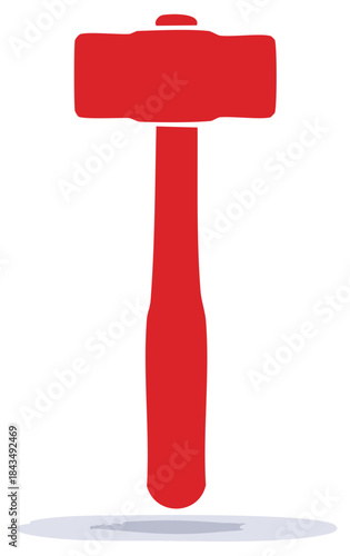 Bold Red Sledgehammer Tool Icon with Shadow Detail for Construction and Heavy Duty Concepts