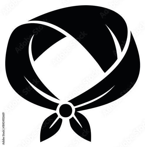 Black Silhouette of a Tied Bandana Scarf with Knot and Tail Ends