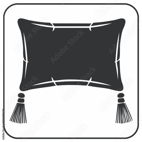 Decorative Rectangle Pillow With Tassels Flat Icon Design