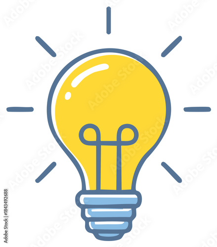 Bright yellow lightbulb illustration symbolizing new ideas innovation and creative thinking