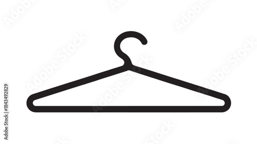 Simple black clothes hanger icon design on transparent background silhouette