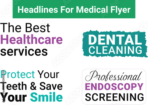 Medical Healthcare Services Flyer Headlines Set