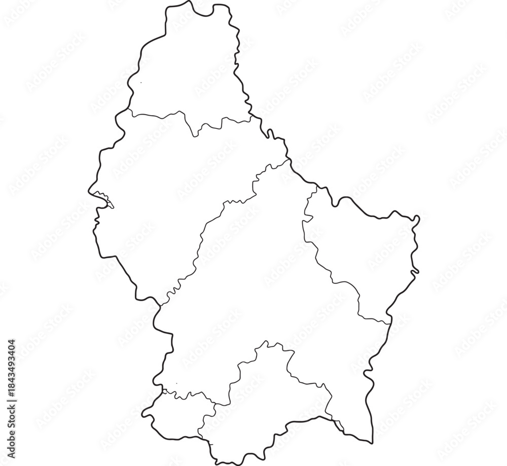 Obraz premium Luxembourg country map outline black and white isolated vector illustration on transparent background silhouette