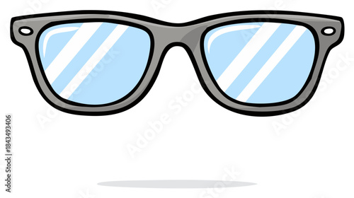 Cool trendy retro style gray frame eyeglasses with reflective blue lenses