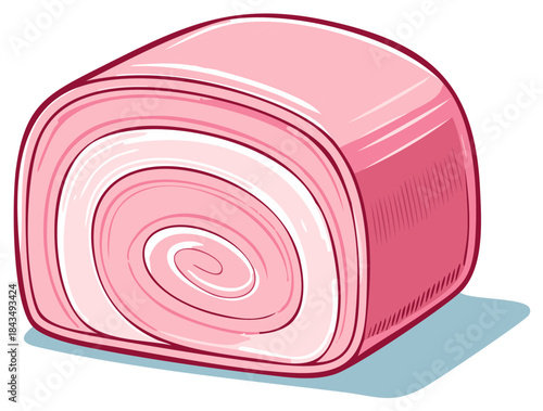 Cute Pink Rolled Blanket or Towel Illustration Soft Fabric Element Cartoon Graphic