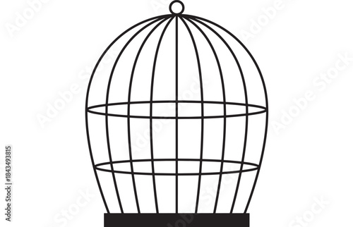 Simple black birdcage outline illustration on transparent background silhouette