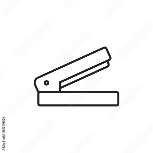 Minimal line icon of a stapler, representing paper fastening and office work. Ideal for apps, websites, documents, productivity tools, and business illustrations.