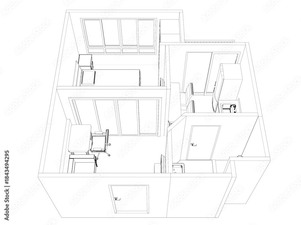 Fototapeta premium 3D illustration of interior project 