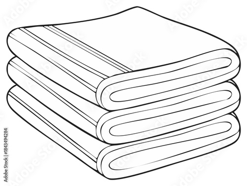 Stacked Folded Towels Sketch Linen Cloth Pile Soft Texture Woven Fabrics Laundry Service Fresh Wash