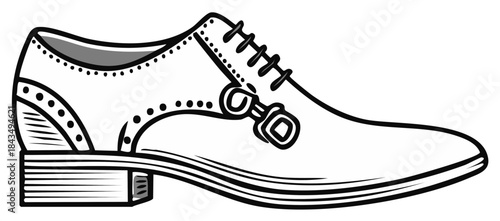 Vector illustration of a classic men's formal monk strap brogue shoe