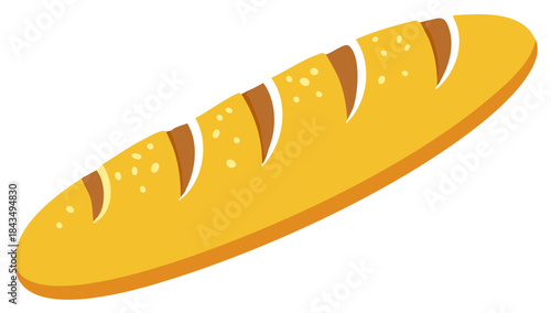 Golden crusty loaf of bread with visible cuts and light yellow seeds