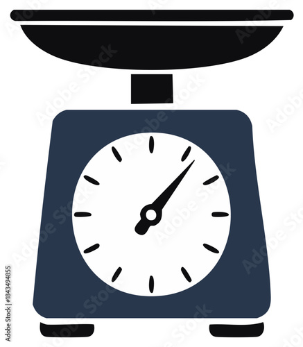 Kitchen scale illustration, measuring weight for baking or cooking