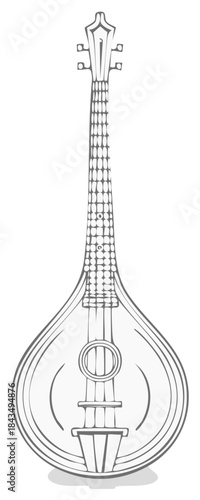 Stylized Dombra Illustration Musical Instrument Stringed Folk Music Outline