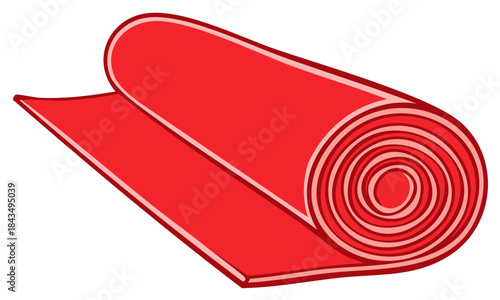 Unrolled Red Yoga Mat Illustration for Fitness Exercise and Meditation Practices