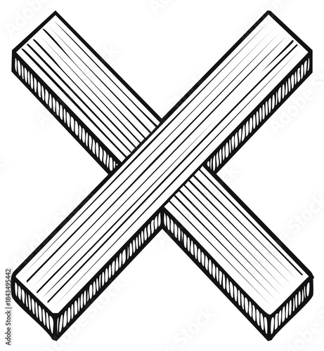 Hand Drawn Wooden Cross Symbol Illustration With Textured Surface