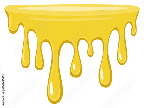 Sweet golden honey dripping liquid illustration with shiny highlights