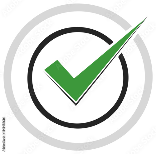 Green check mark symbol inside a circle indicating approval and correctness