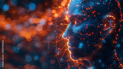 Ai brain network building glowing pathways inside wireframe head