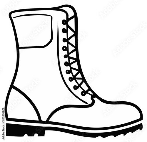 Illustration of a rugged black boot with laces, a durable design for various uses