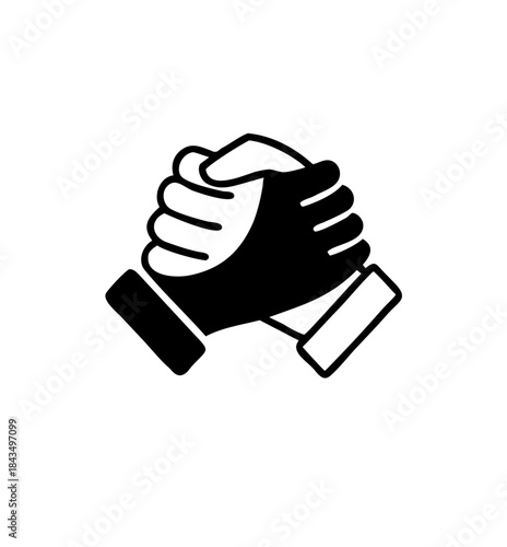 Soul brother handshake icon, thumb clasp handshake or homie handshake isolated on white background, friendship or deal business concept, vector icon for apps and websites