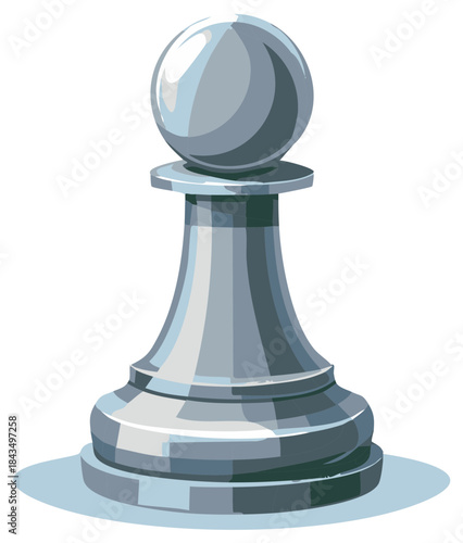 Shiny silver chess pawn illustration representing strategy challenge and game concepts