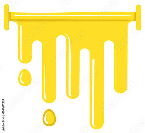 Bright Yellow Liquid Dripping Down Viscous Drops Falling from Abstract Border