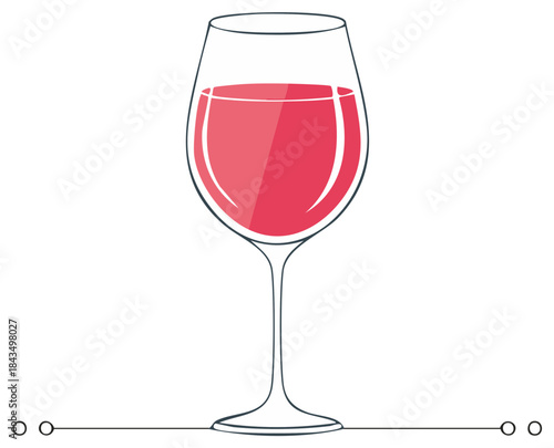 Modern vector illustration of a glass of red wine, minimalist flat design for bar menu or party invitation