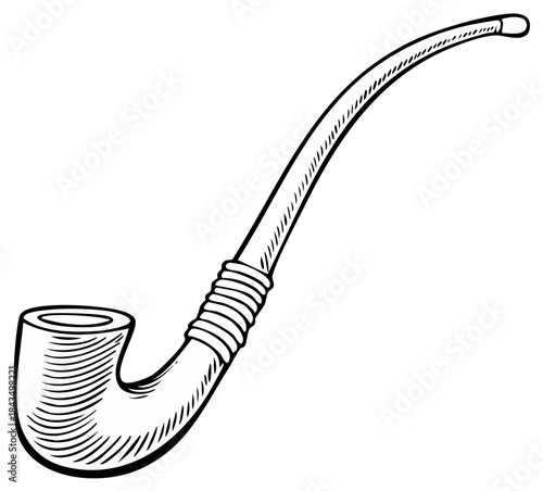 Retro pipe hand drawn illustration smoking tobacco art isolated vector
