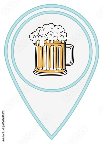 Beer Mug Location Icon Pint with Foam Location Mark Brewery Bar Pub Establishment Find Beer Here