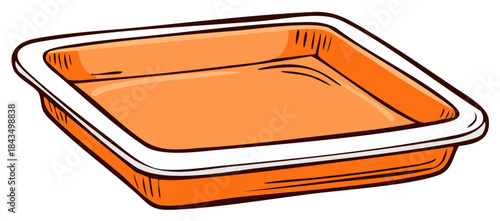 Cartoon orange tray with white rim illustration