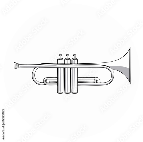 Stylized Drawing of a Classic Brass Trumpet Musical Instrument