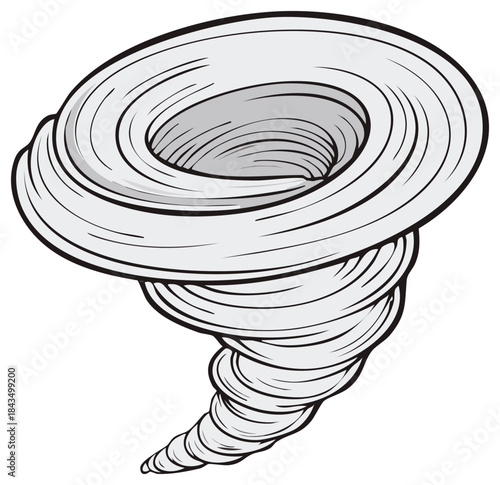 Stylized grey tornado illustration natural disaster weather phenomenon