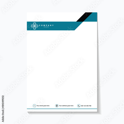 Modern business letterhead with blue design and Lorem Ipsum text
