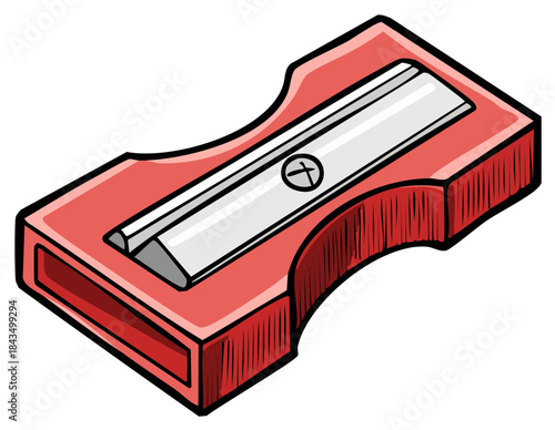 Classic red pencil sharpener school office supply illustration