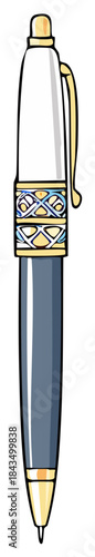 Cartoon illustration of an elegant fountain pen for writing or office use
