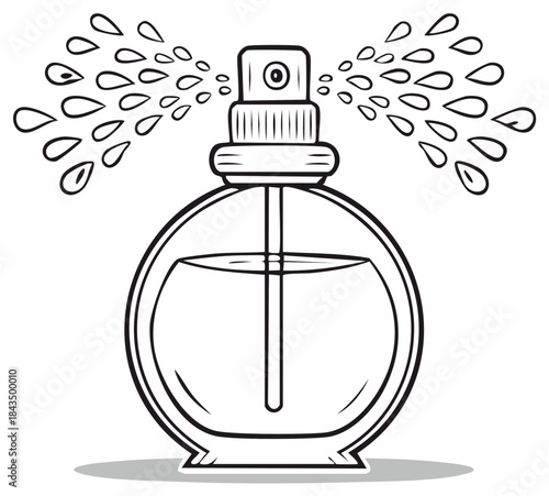 Perfume Bottle Spritzing Line Art Scent Aroma Fragrance Beauty Fashion Style
