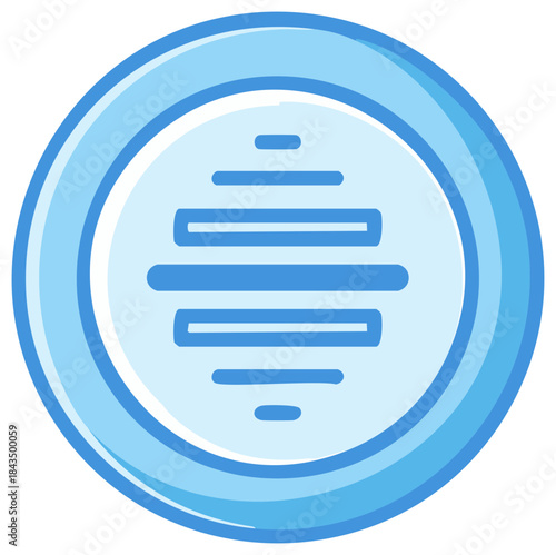 Blue circle with waveform-like shapes, representing audio levels and equalizer icon