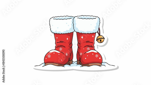 Vibrant red snow boots with fur trim and festive snowflakes